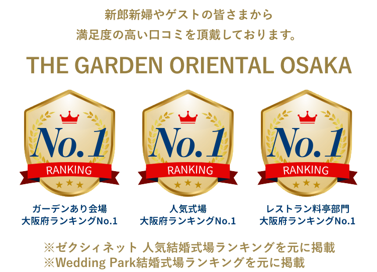 新郎新婦やゲストの皆さまから満足度の高い口コミを頂戴しております。